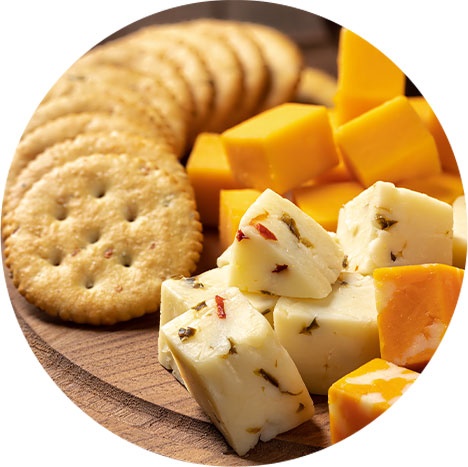 cheese and crackers on platter
